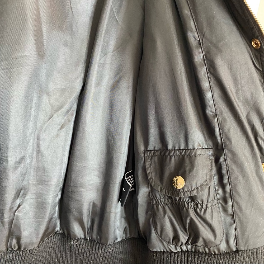 GUESS Black Down Feather Puffer Coat with Gold Detail Size Medium - Picture 9 of 11
